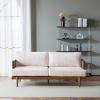 Christopher Knight Home Emir 3 Seater Sofa with Cushion, Sofa Chair with Cane Rattan and Wooden Frame, Spacious Seating Couch for Living Room/Bedrooms, Modern Slat Panel Sofa Couch, Walnut + Beige(Walnut + Beige)