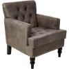 Christopher Knight Home GDFStudio Medford Brown Tufted Club Chair, Fabric Accent Chair with Studded Nailhead Accents