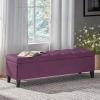 Christopher Knight Home Gloust Velvet Storage Ottoman, Upholstered Rectangular Storage Bench, Living Room Seating, Tufted BottonFoot Rest Stool for Home Office, Entryway and Bedroom, Purple(Purple)