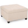 Christopher Knight Home Hedda Tufted Fabric Storage Ottoman(Wheat  Dark Brown)