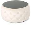 Christopher Knight Home Ivy Glam Velvet and Tempered Glass Coffee Table Ottoman, Beige, Black