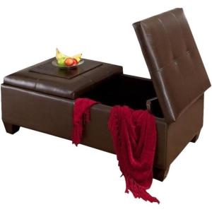 Christopher Knight Home Alfred Bonded Leather Storage Ottoman, Brown 51 by 25 by 19