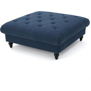 Christopher Knight Home Bordeaux Fabric Ottoman, Dark Blue Dimensions: 40.50”D x 40.50”W x 16.90”H(Blue)