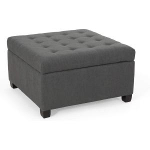 Christopher Knight Home Hedda Tufted Fabric Storage Ottoman(Dark Gray  Dark Brown)