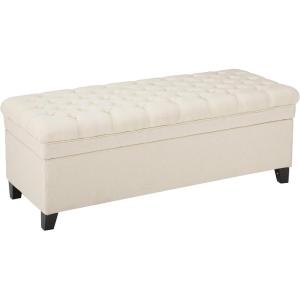 Christopher Knight Home Juliana PU Storage Ottoman, Ivory(Fabric beige)