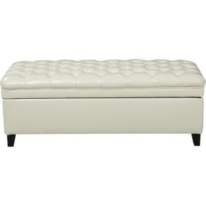 Christopher Knight Home Juliana PU Storage Ottoman, Ivory(Fabric ivory)