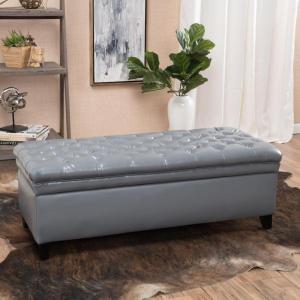 Christopher Knight Home Juliana PU Storage Ottoman, Ivory(Pu gray)
