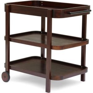 Christopher Knight Home Morse Bar Cart 3-Tiers Solid Acacia Wood Brown Mahogany Finish