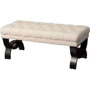 Christopher Knight Home Scarlett Tufted Fabric Ottoman / Bench, Light Beige(Light Beige)
