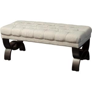 Christopher Knight Home Scarlett Tufted Fabric Ottoman / Bench, Light Beige(Mixed Brown)
