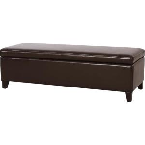 Christopher Knight Home York Bonded Leather Storage Ottoman Bench, Brown(Brown)