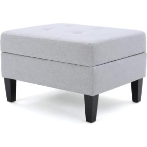 Christopher Knight Home Zahra Fabric Storage Ottoman, Light Grey