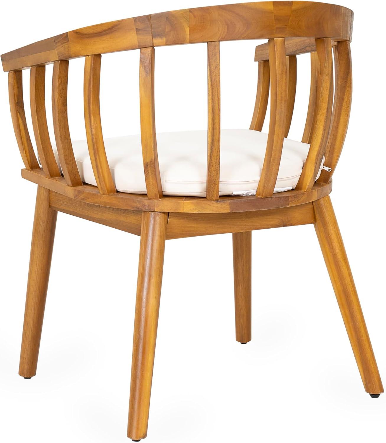 image:imageChristopher Knight Home Belas Patio Acacia Wood Dining Chairs Set of 2 Wooden Outdoor Dining Armchair Set with Removable Cushions Comfy Lounge Chair Outdoor with Curved Backrest TeakBeige