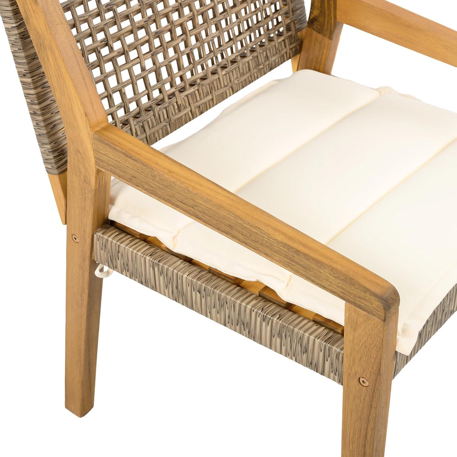 image:imageChristopher Knight Home Godiva Acacia Wood Outdoor Dining Chair Set of 2 Patio Dining Room Furniture Chair Set with Cushion Outdoor Wicker Armchair for Garden Backyard Relaxation TeakCream