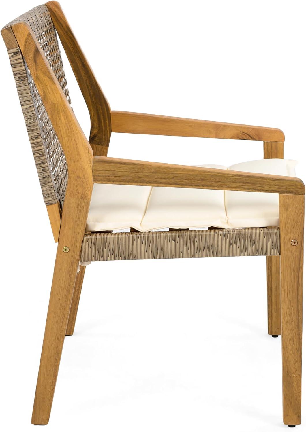 image:imageChristopher Knight Home Godiva Acacia Wood Outdoor Dining Chair Set of 2 Patio Dining Room Furniture Chair Set with Cushion Outdoor Wicker Armchair for Garden Backyard Relaxation TeakCream
