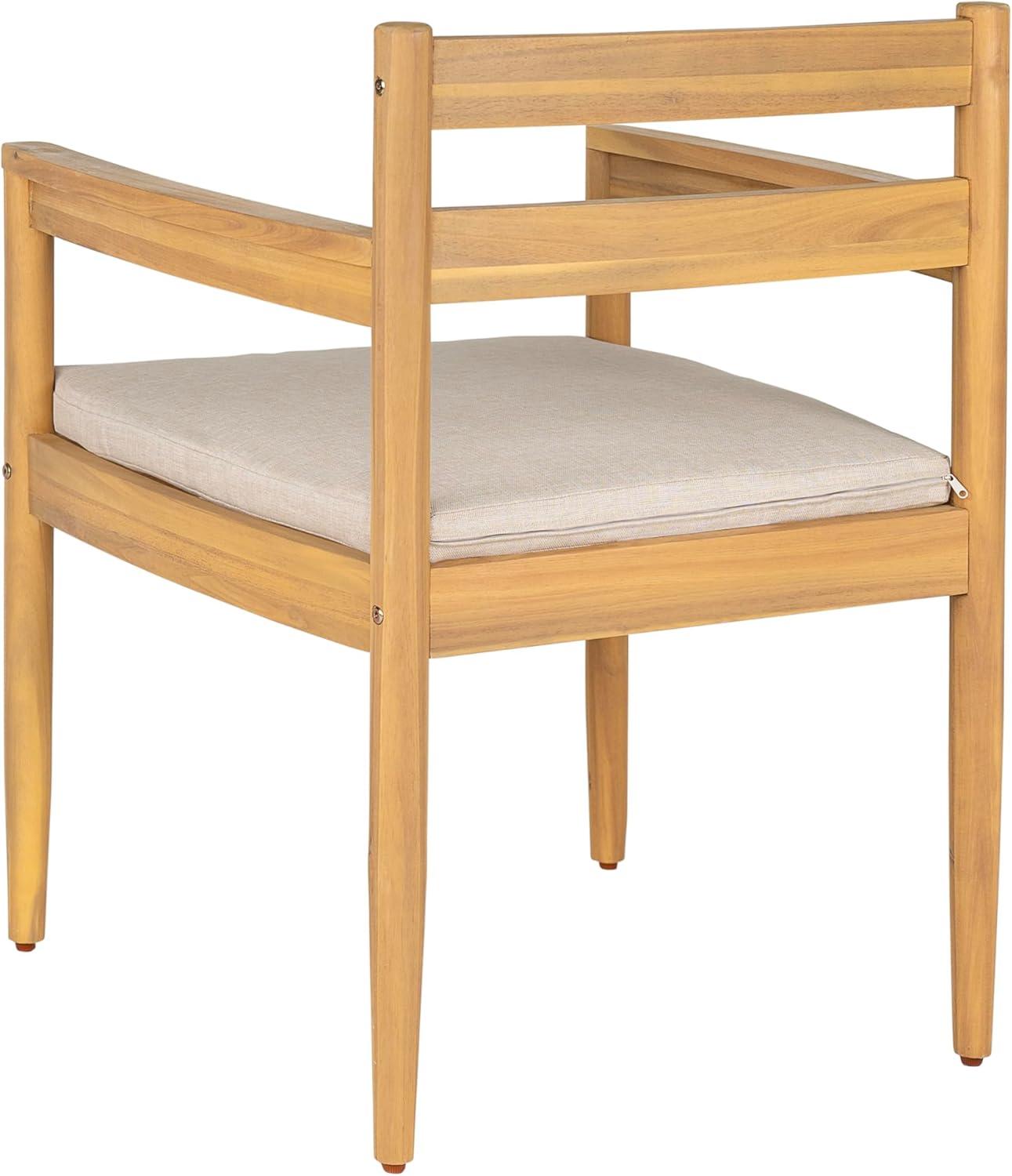 image:imageChristopher Knight Home Lamoon Acacia Wood Patio Dining Chairs Set of 2 Wooden Outdoor Kitchen Side Chair Patio Armchair Set with Cushion for Dining Table BeigeLight Teak