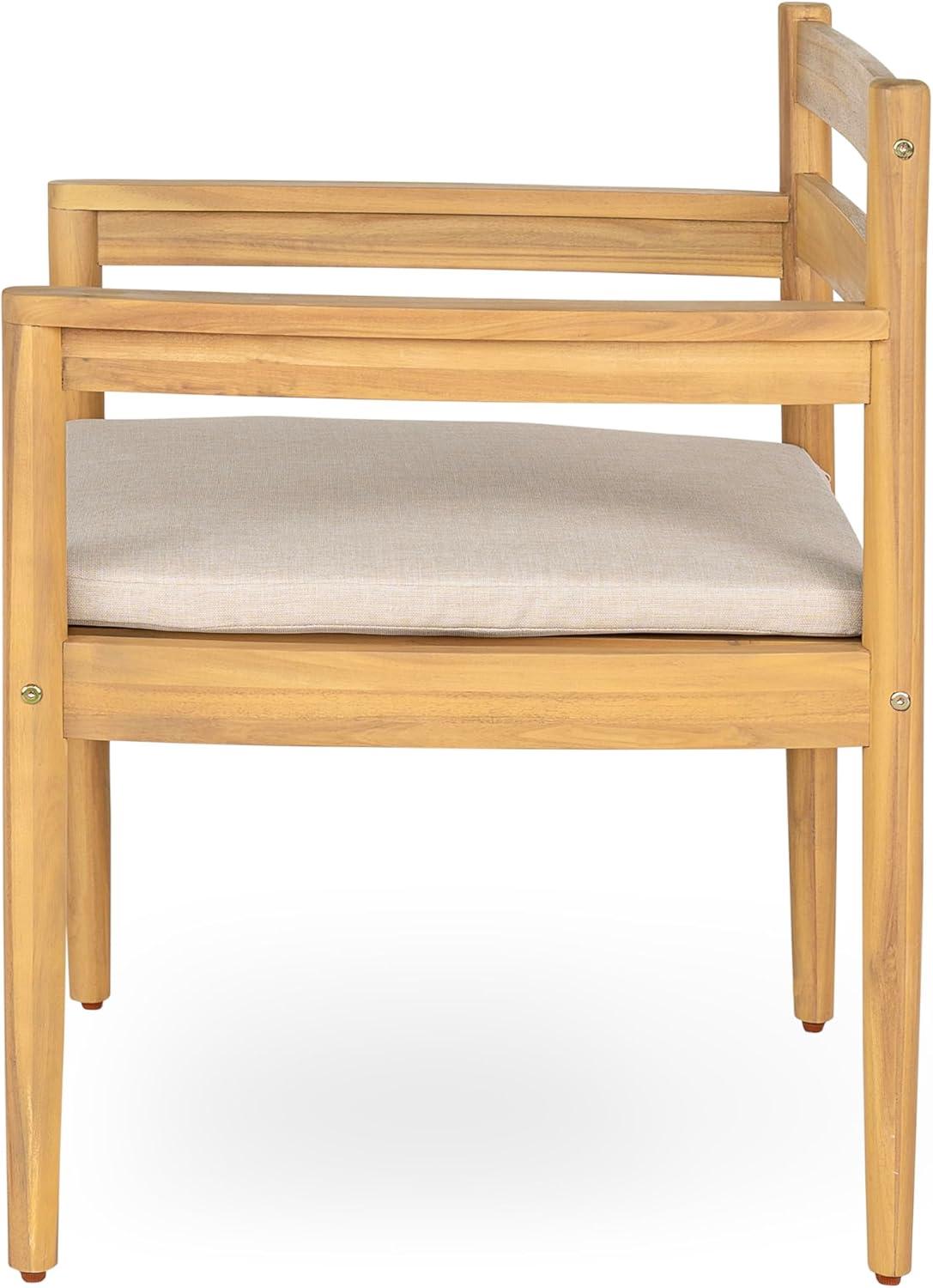 image:imageChristopher Knight Home Lamoon Acacia Wood Patio Dining Chairs Set of 2 Wooden Outdoor Kitchen Side Chair Patio Armchair Set with Cushion for Dining Table BeigeLight Teak