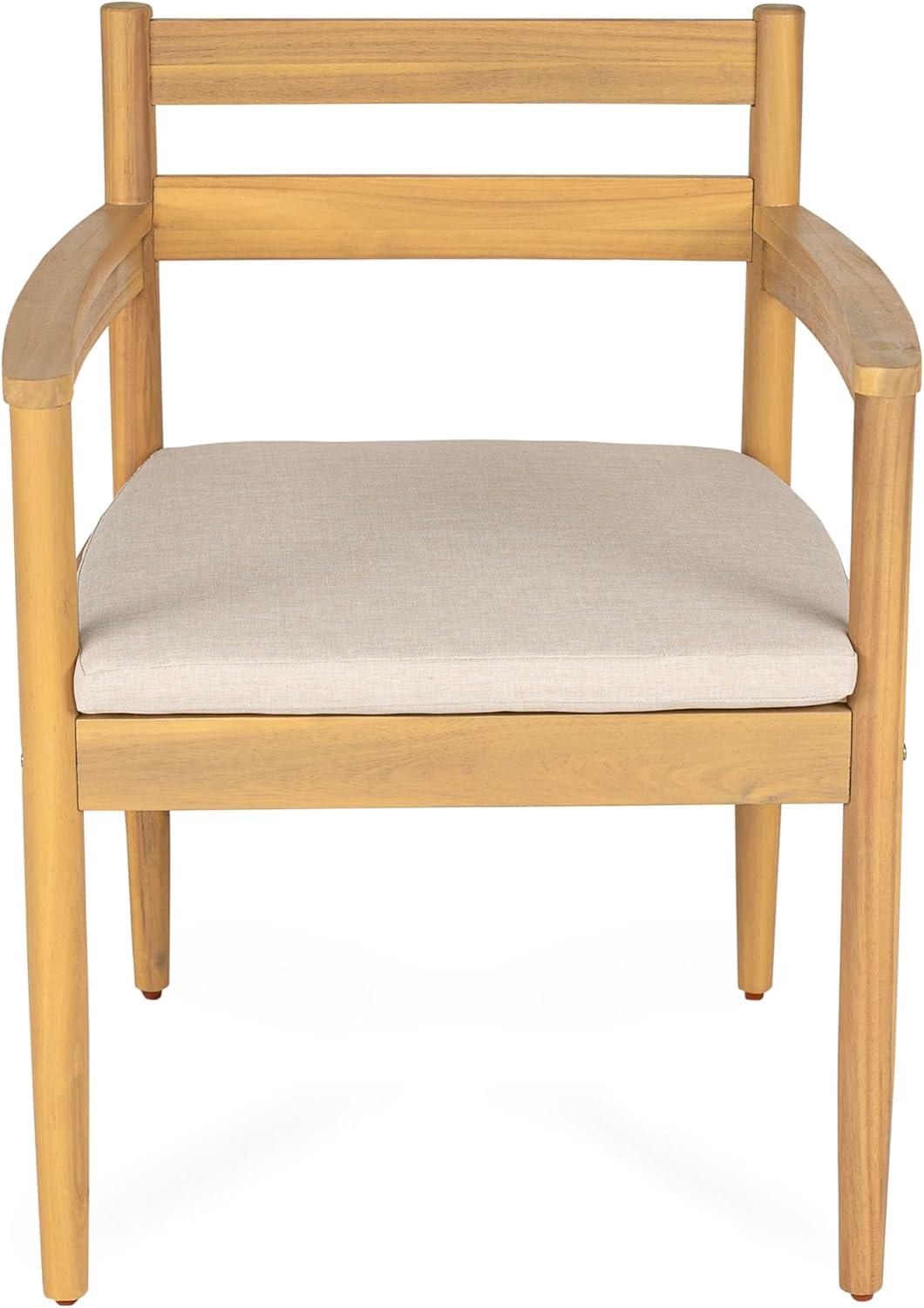 image:imageChristopher Knight Home Lamoon Acacia Wood Patio Dining Chairs Set of 2 Wooden Outdoor Kitchen Side Chair Patio Armchair Set with Cushion for Dining Table BeigeLight Teak