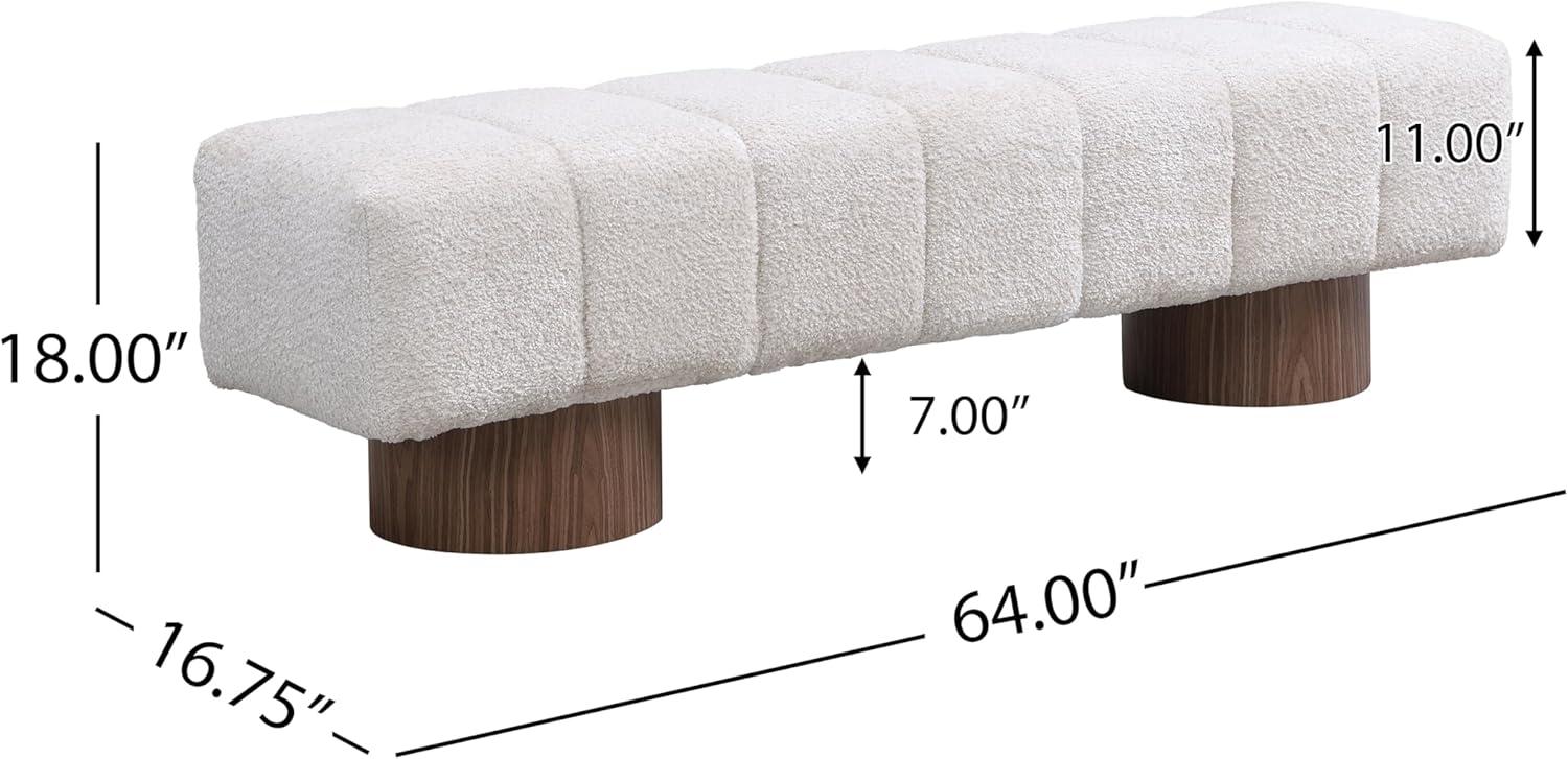 image:imageChristopher Knight Home Manila 64 Upholstered Ottoman Bench Rectangular Dining Seat Spacious Seating Long Footstool Boucle Dining Bench for Living Room Dining Room No Assembly Needed Beige