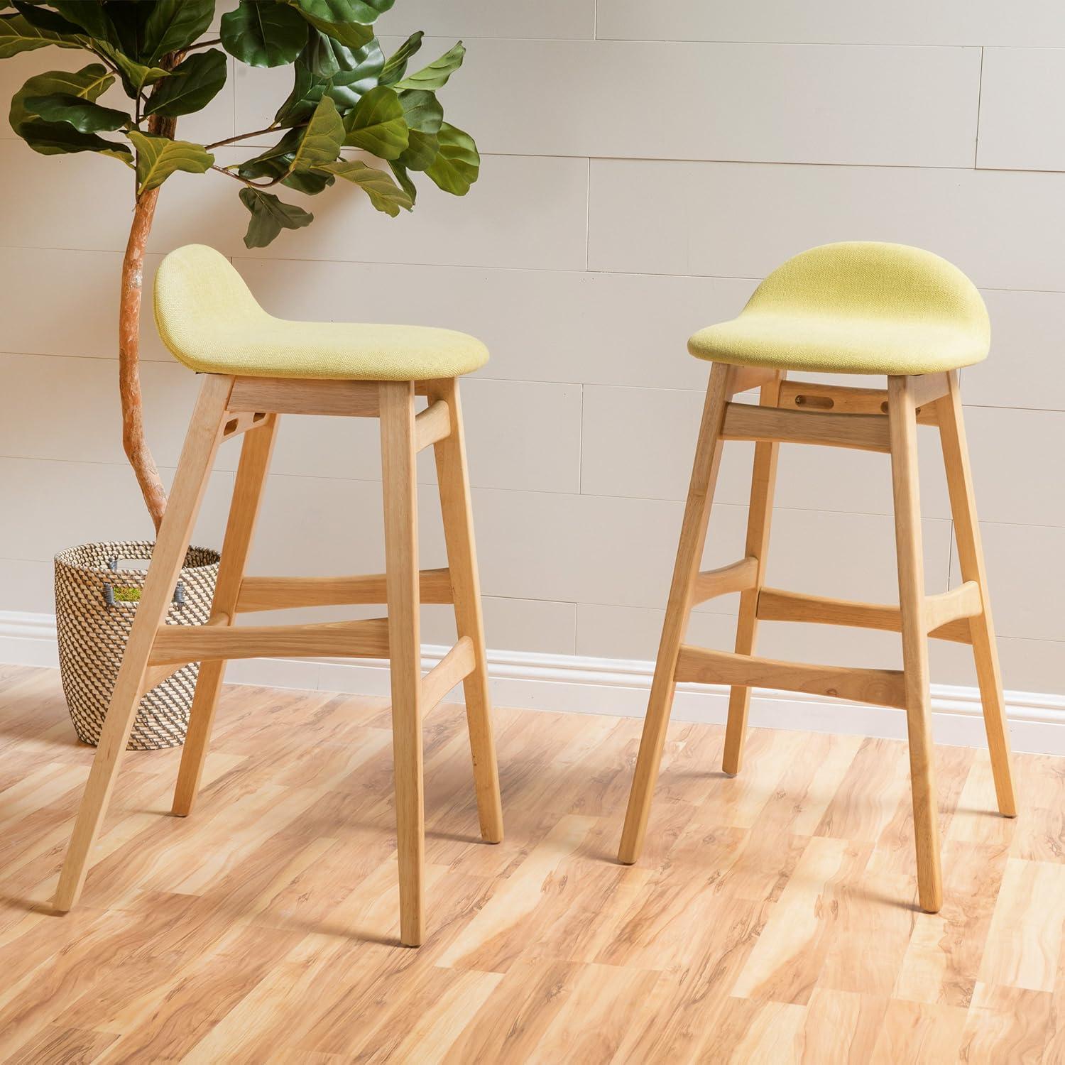 image:imageChristopher Knight Home Moria Fabric Oak Finish Bar Stools 2Pcs Set Green Tea