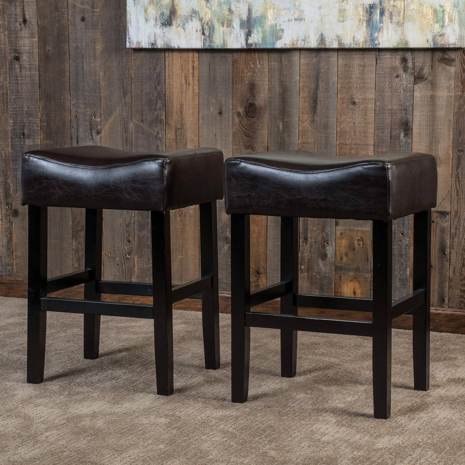 image:imageChristopher Knight Home Portman Leather Backless Counterstools 2Pcs Set Brown