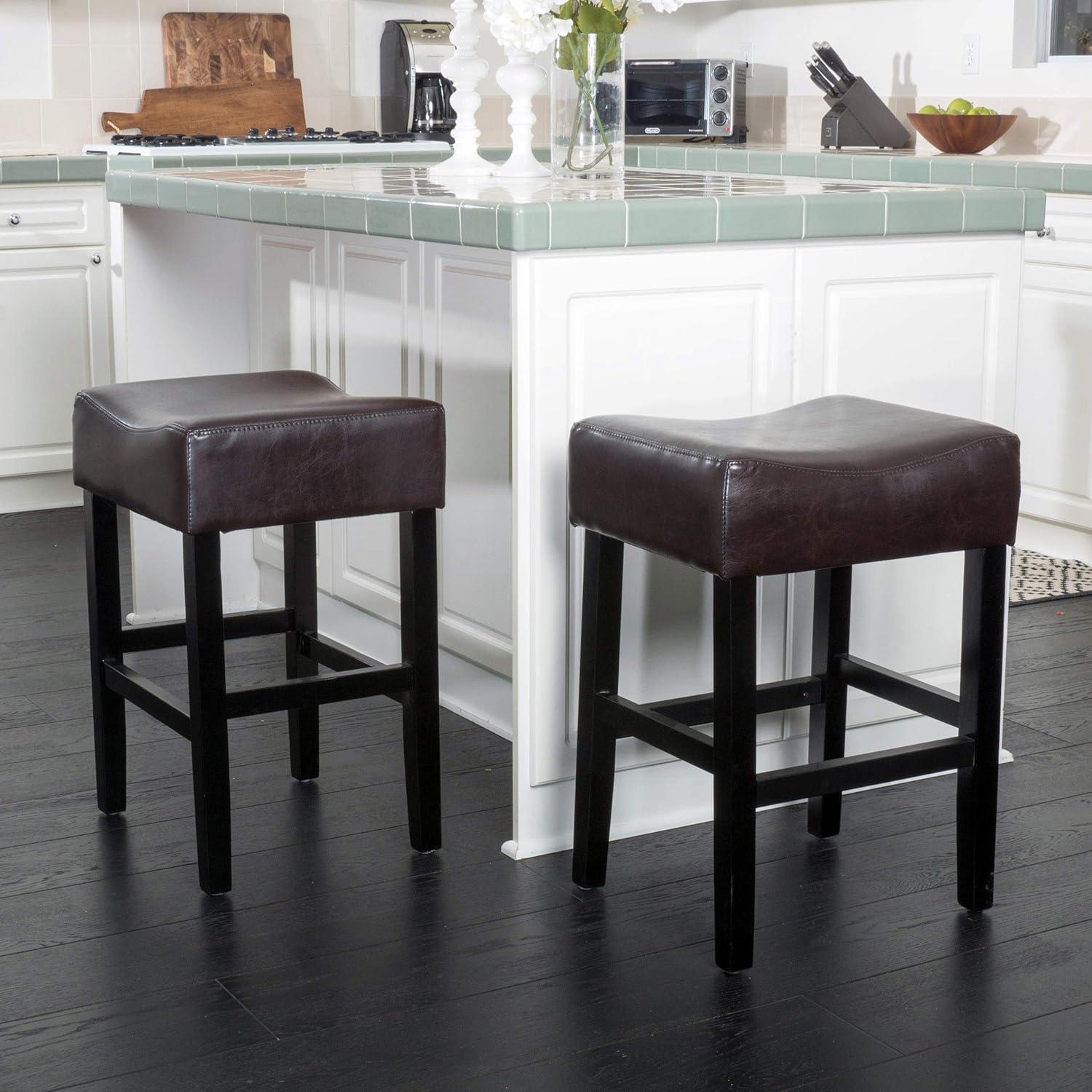 image:imageChristopher Knight Home Portman Leather Backless Counterstools 2Pcs Set Brown