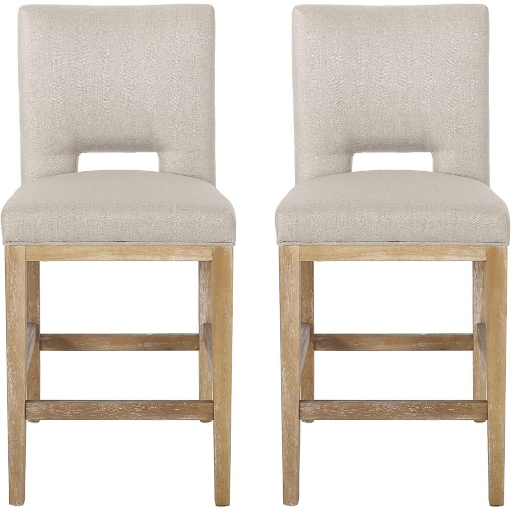 image:imageChristopher Knight Home Coloma Upholstered 27 Inch Counter Stools  WheatWeathered Natural Set of 2