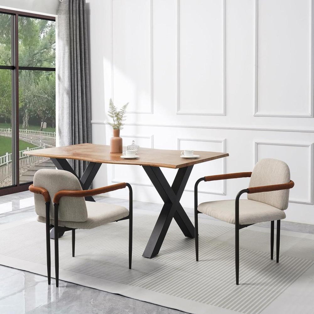 image:imageChristopher Knight Home Ebany Dining Chairs Set of 2 Upholstered Dining Chair Metal Frame Accent Chair Kitchen Armchair Comfort Seating Kitchen Chairs Dining Living Room Cafeteria Reddish BrownBeige