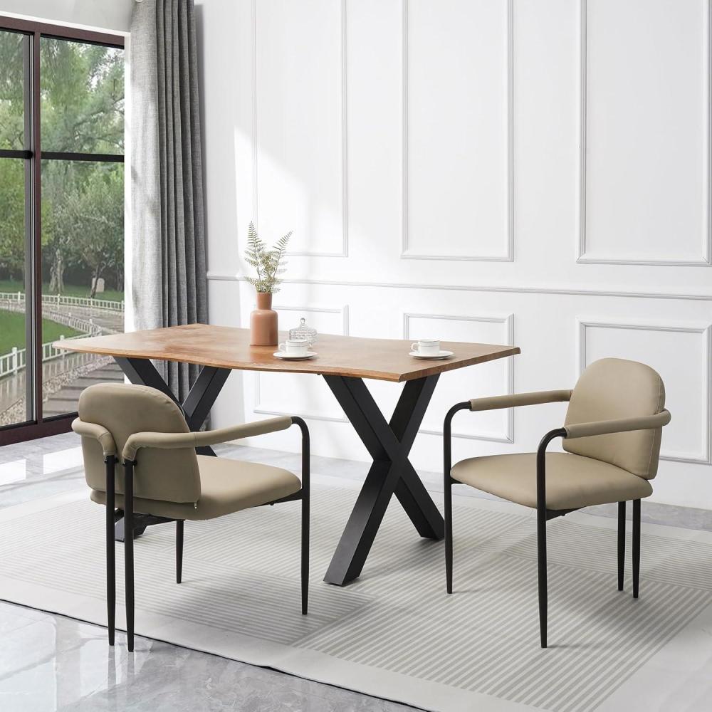 image:imageChristopher Knight Home Ebany Dining Chairs Set of 2 Upholstered Dining Chair Metal Frame Accent Chair Kitchen Armchair Comfort Seating Kitchen Chairs Dining Living Room Cafeteria Reddish BrownKhaki