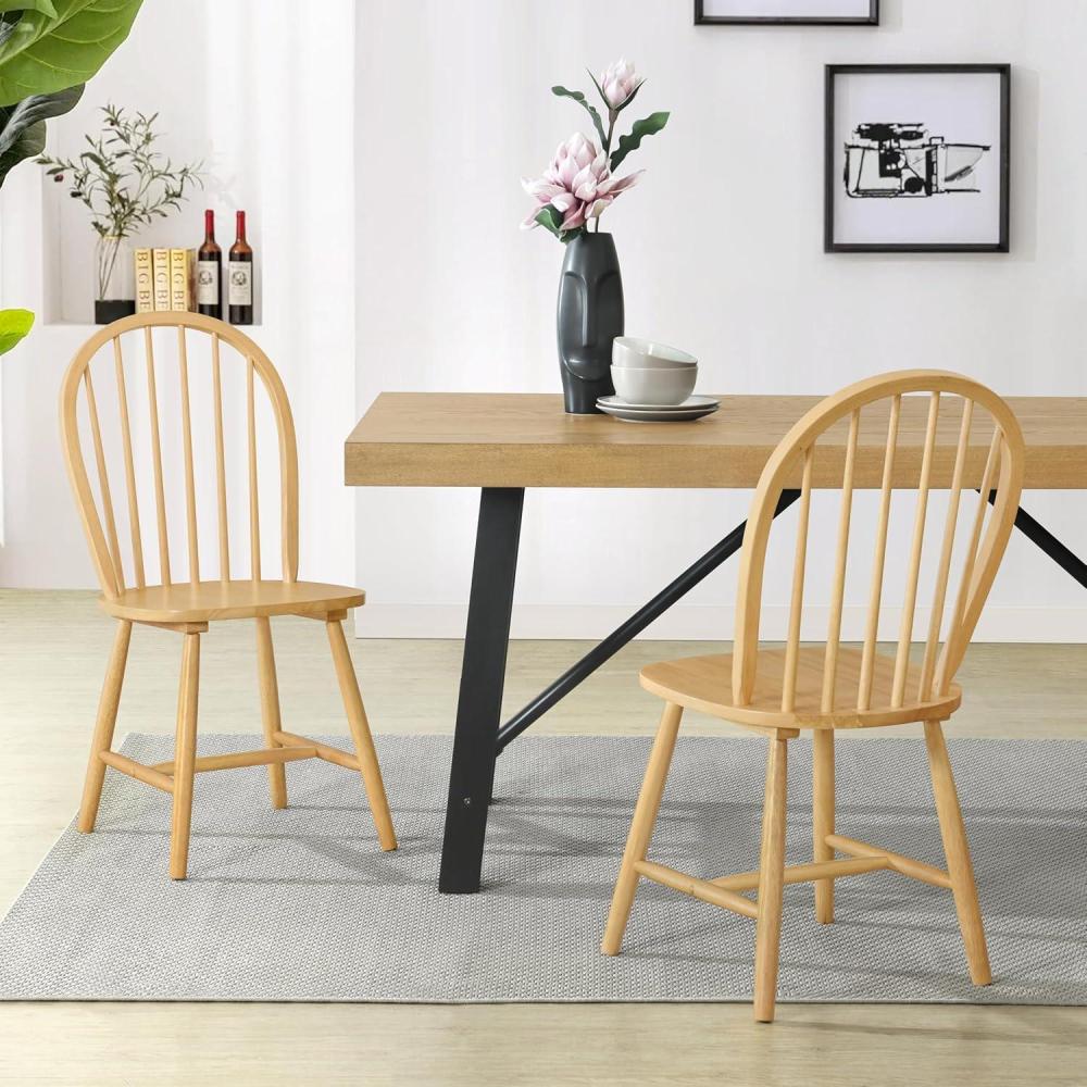 image:imageChristopher Knight Home Garris Wood Modern Dining Chairs Set of 2 Spindle Kitchen Side Chair Home OfficeLiving Room Accent Chair Dining Room Armless Chair Walnut BrownNatural Brown