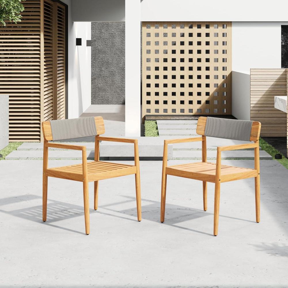 image:imageChristopher Knight Home Idalin Acacia Wood Patio Dining Chairs Set of 2 Wooden Outdoor Kitchen Side Chair Garden Armchair Set with Braided Rope for Dining TablePatio Furniture Extra SeatGreyTeakGreyteak