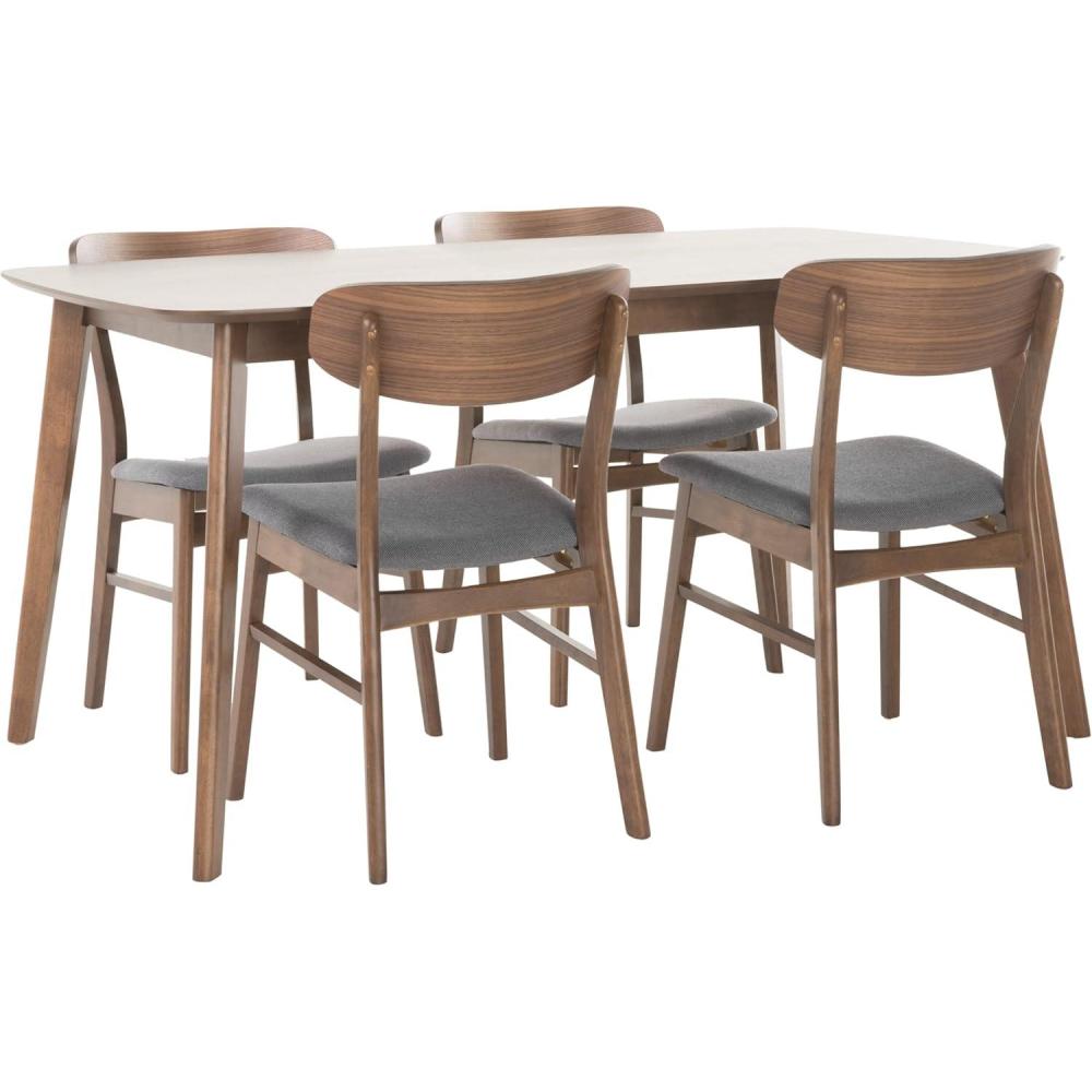 image:imageChristopher Knight Home Lucious 60 Rectangular Dining Set 5Pcs Set Natural Walnut  Dark Grey