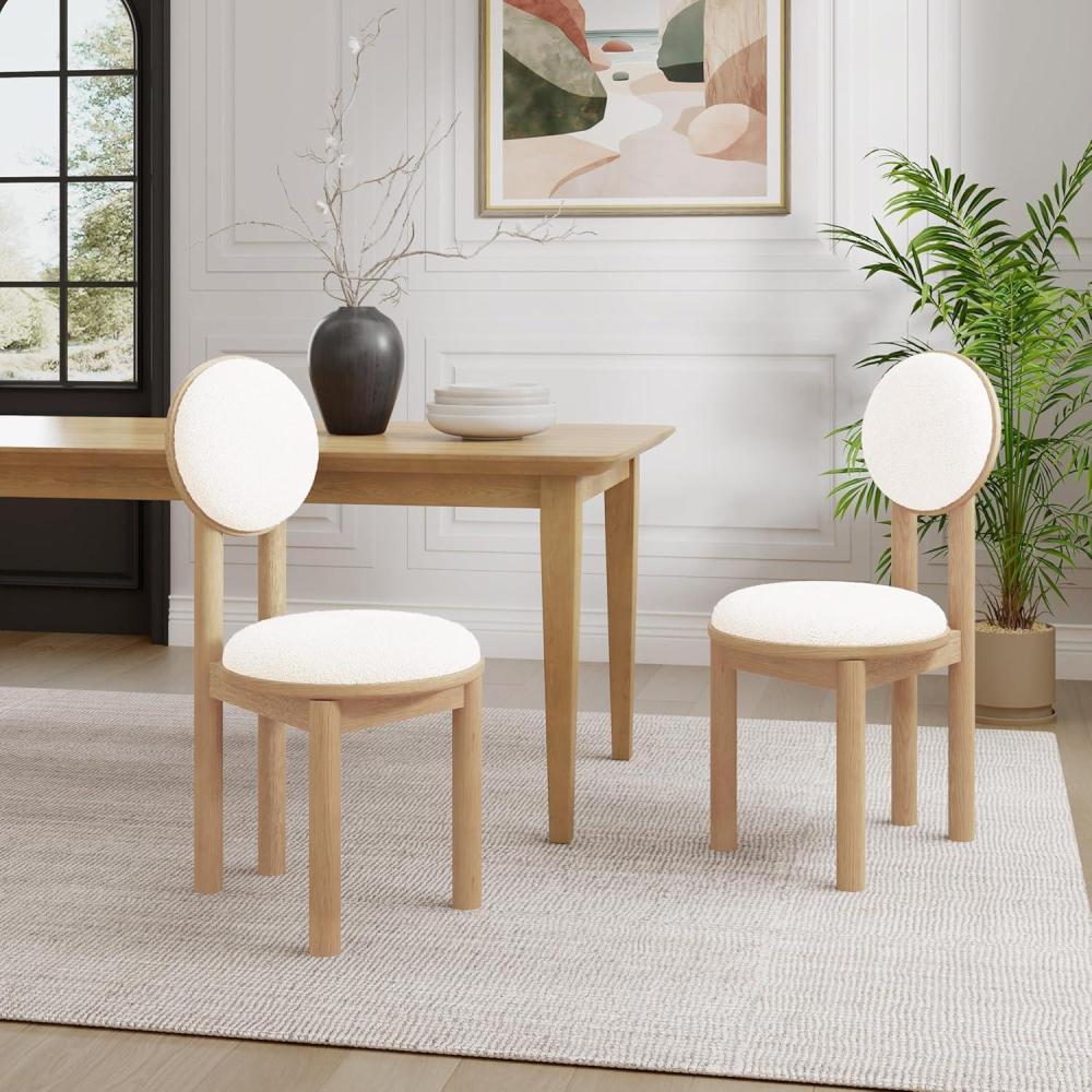 image:imageChristopher Knight Home Oswin Modern Dining Chairs Set of 2 Boucle Fabric Accent Chair for Living RoomBedroom Wooden Armless Chair for Kitchen Comfy Extra Seating for Any Room Milky WhiteNaturalMilky WhitenaturalBoucle Fabric