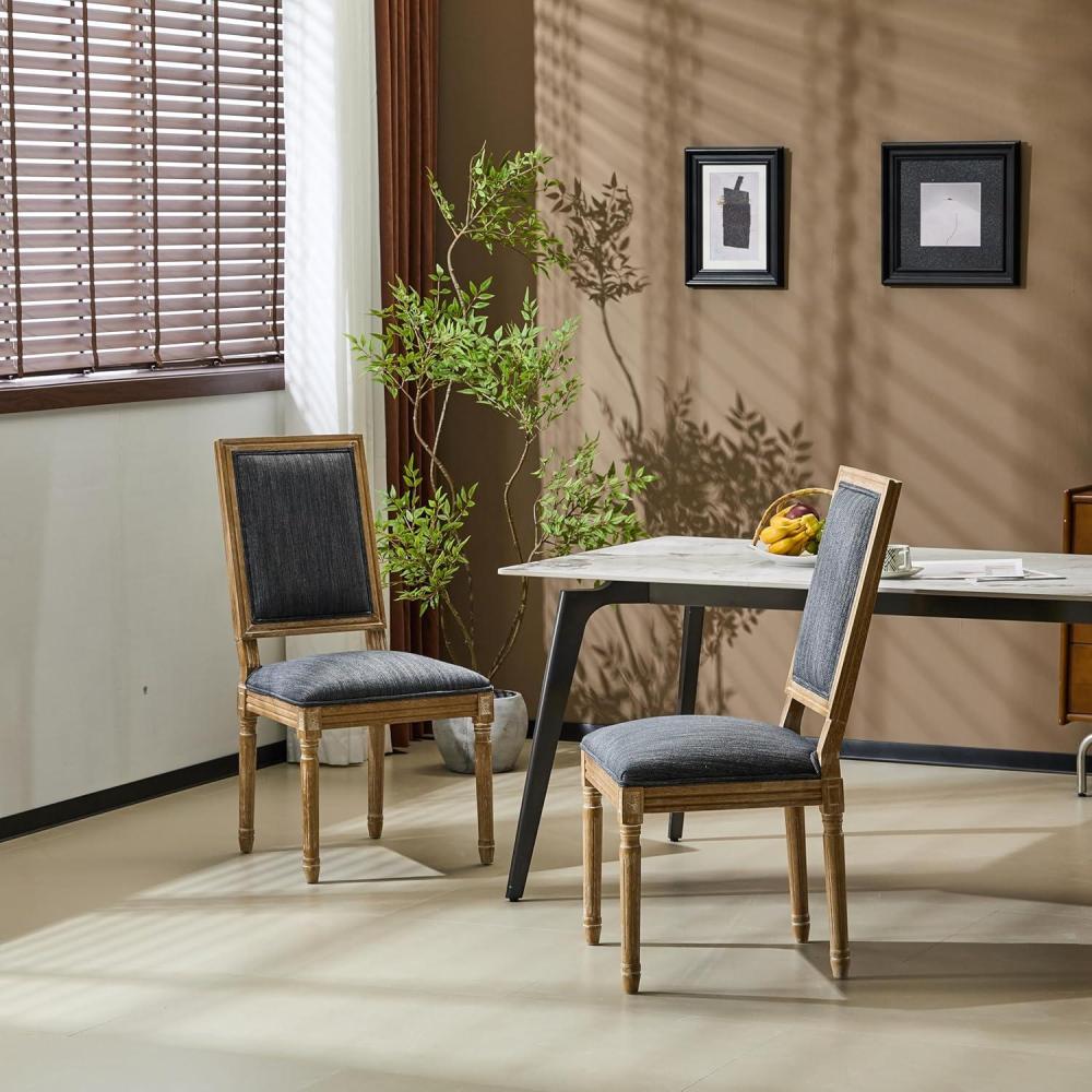 image:imageChristopher Knight Home Regina French Country Dining Chairs Set of 2 Wooden Dining Room Chair High Back Kitchen Side Chair Fabric Upholstered Armless Extra Seat Grey and NaturalBlue Grey and Natural