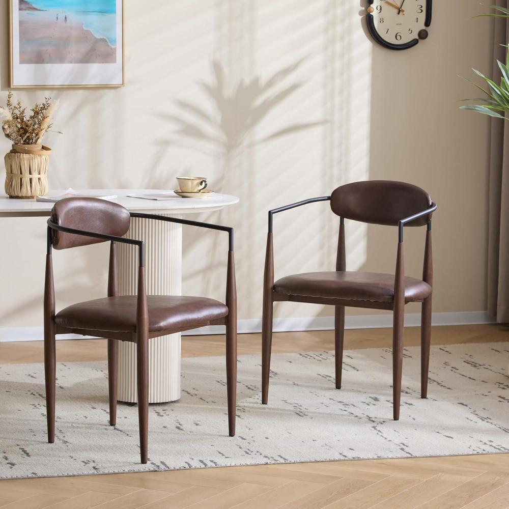 image:imageChristopher Knight Home Set of 2 Denna Modern Fabric Upholstered Dining Chairs Metal Frame Kitchen Side Chair Living Room Accent Chair Armchair Extra Seat BeigeBrownDark Brown