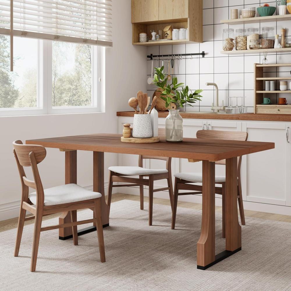 image:imageChristopher Knight Home Xayah 63 Inch Dining Table for 6 People Rectangular Kitchen Table Farmhouse Dinner Furniture Modern Wood Table for Dining Room Natural AshWalnut