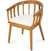 Christopher Knight Home Belas Patio Acacia Wood Dining Chairs Set of 2, Wooden Outdoor Dining Armchair Set with Removable Cushions, Comfy Lounge Chair Outdoor with Curved Backrest, Teak+Beige