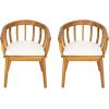 Christopher Knight Home Belas Patio Acacia Wood Dining Chairs Set of 2, Wooden Outdoor Dining Armchair Set with Removable Cushions, Comfy Lounge Chair Outdoor with Curved Backrest, Teak+Beige