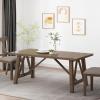 Christopher Knight Home Hhdza Farmhouse Dining Table for 6-8, 71″ Rubberwood Dinner Table with Cross Beam Frame & Wood-Like Low-Maintenance Top, Dining Room Furniture for 6-8, Antique Brown