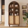 Christopher Knight Home Huxley 69″Tall Arched Kitchen Pantry Cabinet with Hidden Drawer, Wooden Pantry Cabinets for Kitchen Storage, Kitchen Storage Cabinet with Adjustable Shelves+Glass Door, Walnut