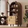 Christopher Knight Home Huxley 69″Tall Arched Kitchen Pantry Cabinet with Hidden Drawer, Wooden Pantry Cabinets for Kitchen Storage, Kitchen Storage Cabinet with Adjustable Shelves+Glass Door, Walnut