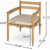 Christopher Knight Home Lamoon Acacia Wood Patio Dining Chairs Set of 2, Wooden Outdoor Kitchen Side Chair, Patio Armchair Set with Cushion for Dining Table, Beige+Light Teak