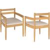 Christopher Knight Home Lamoon Acacia Wood Patio Dining Chairs Set of 2, Wooden Outdoor Kitchen Side Chair, Patio Armchair Set with Cushion for Dining Table, Beige+Light Teak