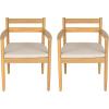 Christopher Knight Home Lamoon Acacia Wood Patio Dining Chairs Set of 2, Wooden Outdoor Kitchen Side Chair, Patio Armchair Set with Cushion for Dining Table, Beige+Light Teak