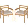 Christopher Knight Home Lamoon Acacia Wood Patio Dining Chairs Set of 2, Wooden Outdoor Kitchen Side Chair, Patio Armchair Set with Cushion for Dining Table, Beige+Light Teak