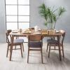 Christopher Knight Home Lucious 60″ Rectangular Dining Set, 5-Pcs Set, Natural Walnut / Dark Grey