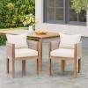 Christopher Knight Home Matera Dining Chair Set of 2, Acacia Wood Outdoor Accent Chair, Farmhouse Patio Kitchen Side Chair, Comfy Reading Chair, Round Backrest and Water Resistant Cushion,Teak+ Beige