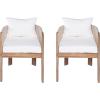 Christopher Knight Home Matera Dining Chair Set of 2, Acacia Wood Outdoor Accent Chair, Farmhouse Patio Kitchen Side Chair, Comfy Reading Chair, Round Backrest and Water Resistant Cushion,Teak+ Beige