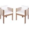 Christopher Knight Home Matera Dining Chair Set of 2, Acacia Wood Outdoor Accent Chair, Farmhouse Patio Kitchen Side Chair, Comfy Reading Chair, Round Backrest and Water Resistant Cushion,Teak+ Beige