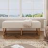 Christopher Knight Home Misty Modern Upholstered Entryway Bench, Solid Wood Storage Ottoman Bench, 2-Tier Shoe Bench with Shelf, Ottoman End of Bed Bench for Bedroom, Beige+Natural